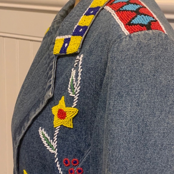 🪡 beaded Denim Jacket Blazer 🧵 - Picture 2 of 16